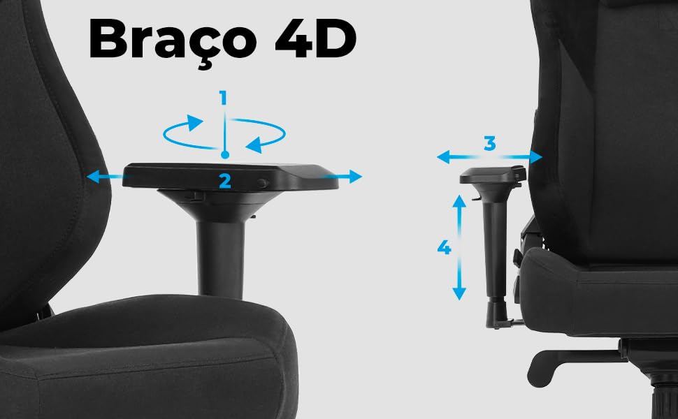 Cadeira Gamer DT3 Nero, Revestimento com Tecido DT3 Max2Weave, almofada magnética, apoio lombar integrado, braços 4D+, suporta até 140 e altura máx. de 1,85m(Black) glide