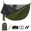 Camping Hammock with Mosquito Net and Ridge Rope, Extra Large for 2 Person, Lightweight Hanging Hammocks Tree Straps, All-in-one Fast Open Hammock for Outside, Hiking, and Travel