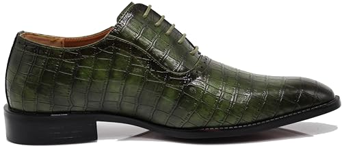 Image of Gator3N Men's Alligator Crocodile Print Oxfords Fashion Lace Up Dress Shoes