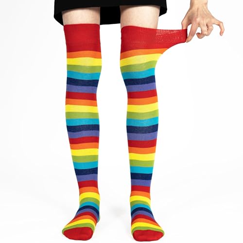 Image of Mysocks Unisex Over the Knee Socks | Stripe Design| Combed Cotton| Hand Linked Toe | Soft Latex Band