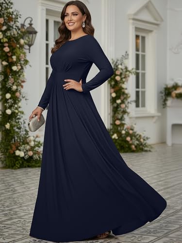 Image of KOH KOH Womens Long Sleeve Flowy Modest Elegant Evening Maxi Dress Gown