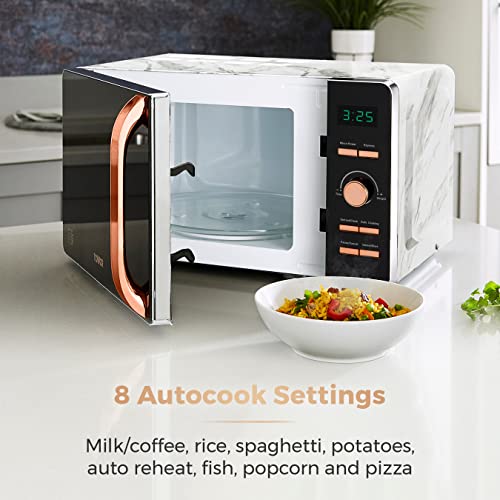 Tower-T24021WMRG-Digital-Microwave-with-60-Minute-Timer-and-8-Autocook-Settings-20L-800W-White-Marble-and-Rose-Gold