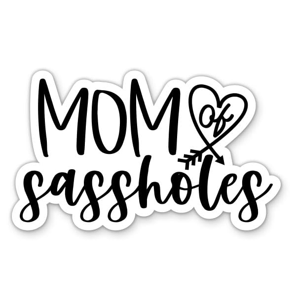 Mom of Sassholes Sticker - 3" Laptop Sticker - Waterproof Vinyl for Car, Phone, Water Bottle - Funny Momlife Decal