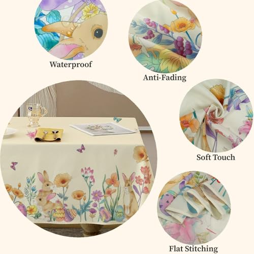 Nappe de lapin floral parfaite pour votre repas de Pâques blanc 90x140 cm - 7