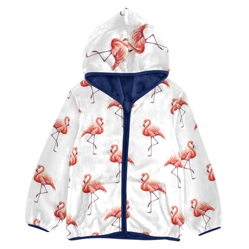 CHIFIGNO Flamingos White Toddler Warm Thick Fleece Outerwear Jackets with Polar Fleece Lining 3T