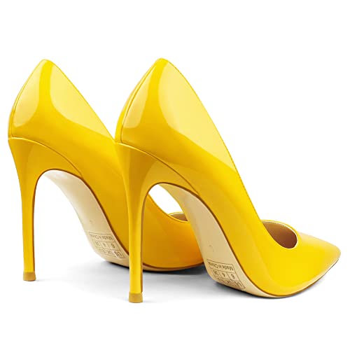 COLETER Women's 4 Inch Pumps Pointy Toe Wedding Dress Shoes Slip on Stiletto Pumps