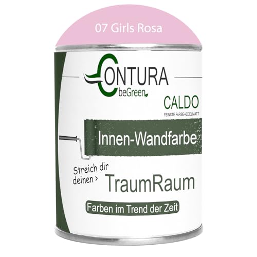 Contura Caldo 1 Liter Wandfarbe 35 Farben Deckenfarbe Contura Hohe Profi Deckkraft Klasse 1 (07 Girls Rosa)