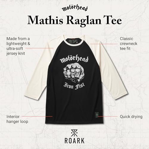 新品ROARK RUN AMOK MOTORHEAD MATHIS RAGLAN Mathis Raglan Active Tee - Motorhead Black | Roark