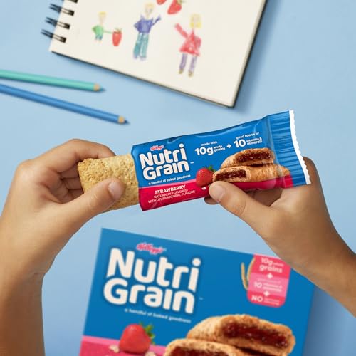Kellogg's Nutri-Grain, Soft Baked Breakfast Bars, Strawberry, Made with Whole Grain, 10.4 oz (8 Count)