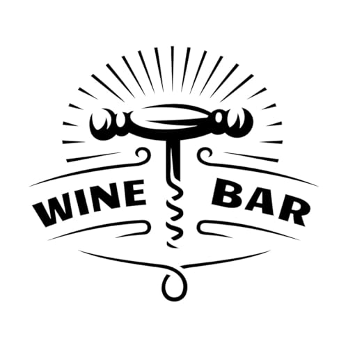 Abridor de botellas de vino con sacacorchos para bar y restaurante Calcomanías de letras 34x38.5cm Vinilos para ventanas Negro
