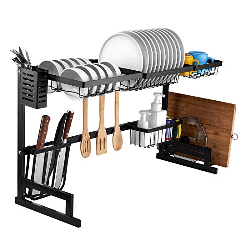 Best Deal i BKGOO Over The Dish Drying Sink Rack, 2 Tier Drainer Shelf for Kitchen Rack Organizer Supplies Storage Counter Kitchen Space Saver Must Have Utensils Holder Rustless Stainless Steel