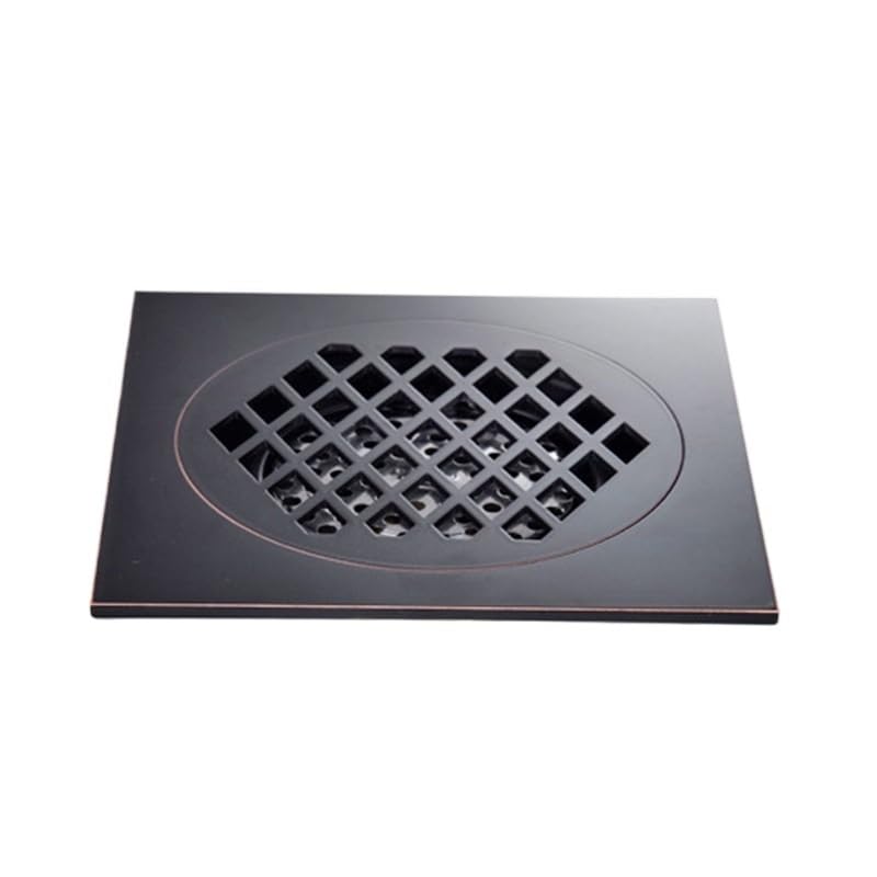 SkyjOy Floor Drain Black Brass 15 X 15 Cm Shower Floor Drain Washroom Bathroom Invisible Drain Cover Square Waste Floor Drain Floor Drain Cover(Black)