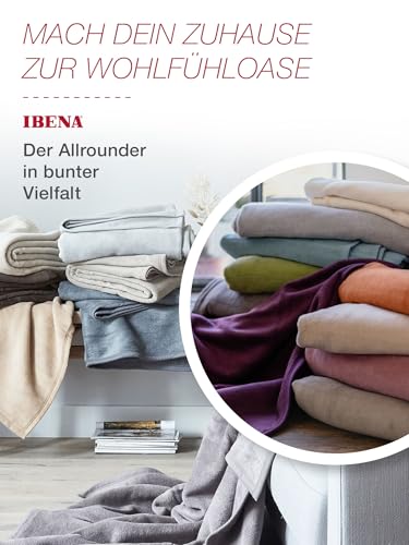 Ibena Porto Decke 150x200 cm – Baumwollmix weich, warm & waschbar, Kuscheldecke Oliv einfarbig