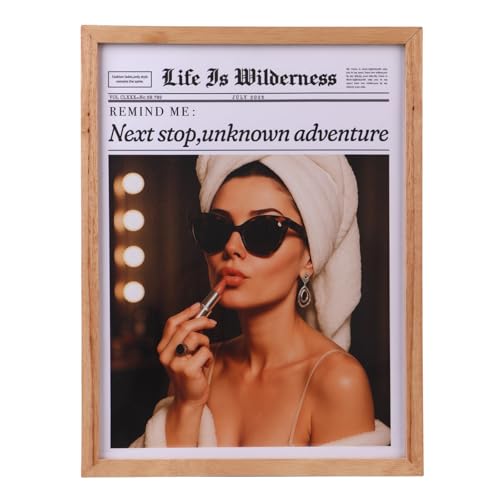 framed artwork for walls, Audrey Hepburn Vintage Wall Art, 12x16in, Natural Oak Framed Canvas Wall Decor for Bedroom Bathroom Dorm girls room decor 1 piece.