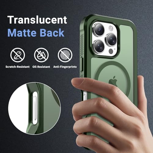 jaroco Magnetic for iPhone 16 Pro Case, [Compatible with MagSafe][Military Grade Drop Protection][Heavy Duty Protection][Non-Slip][Shockproof] 2-Layer Durable Bumper Phone Case 6.3''-Army Green by jaroco - Image 4