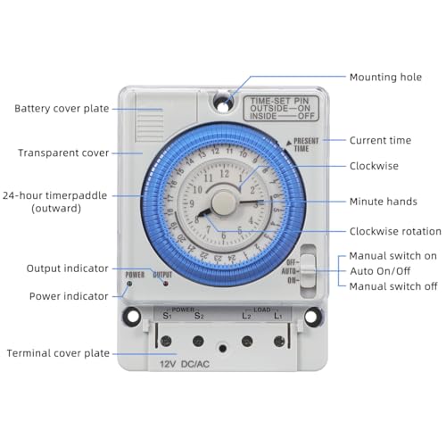 ABOOFAN Timer Zeitkontrolle 12 V eitschaltuhr Mechanische Elektrische mit Tagesprogramm Intervall-zeitschaltuhr