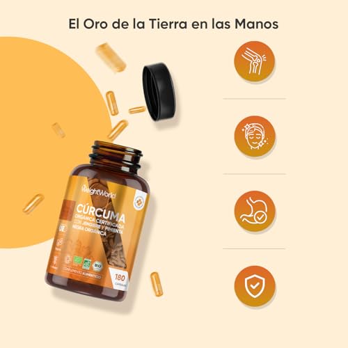 Miniatura 6 de Cúrcuma Con Jengibre Y Pimienta Negra Orgánica 1520mg, 180 Cápsulas - Fuente Natural De Curcumina Y Piperina Para 3 Meses De Suministro, Vegano, Sin Ogm Ni Gluten, Con Certificación Orgánica