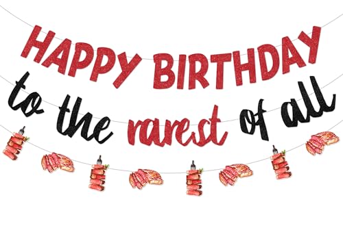 Cheereveal Red Beefsteak Birthday Party Decorations, Meat Barbecue Birthday Banner