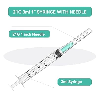 100 Pack 3ml with 21Ga 1inch Lab Supplies, Disposable Syringe with needle, Individually Packaged