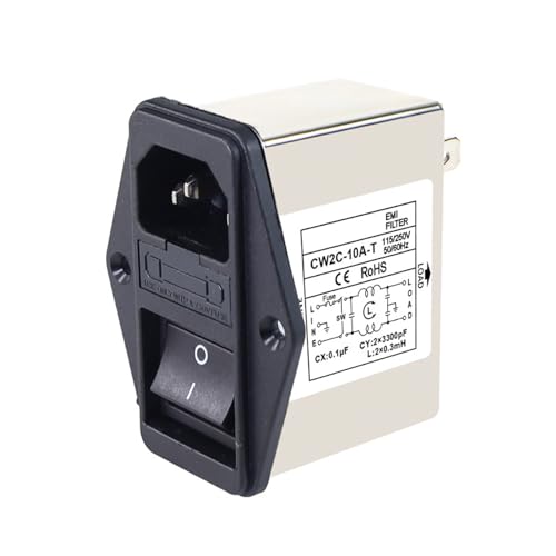 Image of Elchuiaby IEC Socket Power Filter CW2B-T CW2C-T 3A 6A 10A EMI Electromagnetic Filter with Light Safety Switch - for Industrial Equipment (CW2C-10A-T)