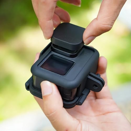 Image of Go-Pro Hero Shockproof Body Frame Housing Protective Case with Lens Cap Compatible with Hero 9 | 10 | 11 | 12 Action Camera Protective Vlog Cage, Action Camera Accessories (Cover with Lens Cap)