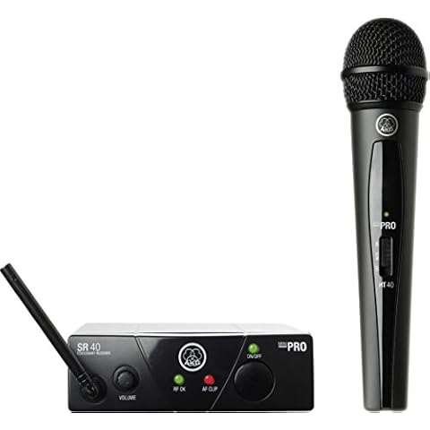AKG Pro Audio WMS40MINI Vocal Set Band US25C Wireless Microphone System, with SR40 Receiver and PT40 Mini Pocket Transmitter. Black Cover