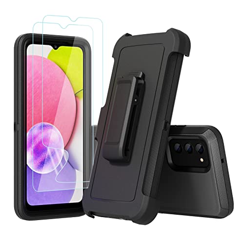 Compatible With Samsung Galaxy A03S Case, With Belt Clip Holster Heavy Duty Rugged Shockproof Full Body Protection Kickstand Cover For Samsung Galaxy A03S Phone (Black) #TOP1