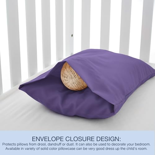 Image of EXQ Home Toddler Pillowcases 13x18 Travel Pillow Case Set of 2, Small Pillow Case Fits Baby Pillow Sized 12x16, 13x18, Kids Pillowcases 2 Pack Machine Washable with Envelope Closure (Deep Purple)