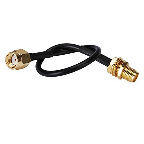 0.5ft Rf Wire Coaxial Cable Terminal Connector Rp-SMA Female Bulkhead to Rp-SMA Male Straight Assembly Pigtail Extension Rg174 15cm Copper Conductor for Wireless Antenna Ships from USA