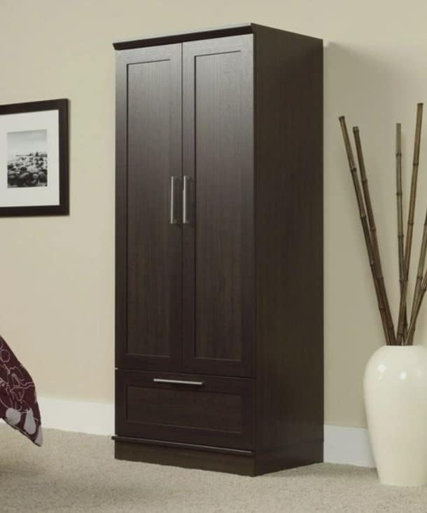 Multipurpose Wardrobe Cabinet-Tall Armoire Storage Cabinet-Wardrobe with Two Doors and One Drawer Dakota Oak