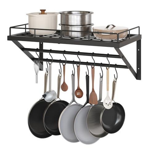 YATINEY Wall Mounted Pot Rack, 23.8 Inch Pot and Pan