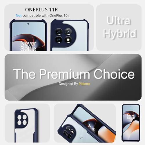 Image of Outlouders Back Cover for OnePlus 11R 5G | Ultra Hybrid Transparent | Full Camera Protection | Raised Edge | Crystal Clear Bumper Case (Blue)