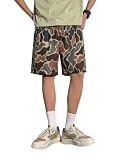 RoseSeek Boy's Camo Wide Leg Track Shorts Elastic Waist Summer Camp Short