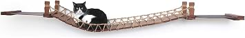 Catastrophic Creations 50 Cat Bridge Lounge Wall Cat Tower w/ 1 Bridge Top & 4 Canvas Cat Hammocks Wall Mounted Cat Tree for Indoor Cats Sturdy Bamboo Cat Wall Furniture Natural Bamboo