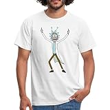 Spreadshirt® Rick et Morty Scientifique Doigt d'honneur T-Shirt Homme, L, Blanc
