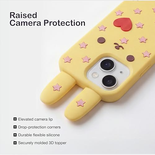 Image of amazon basics Back Cover Case for iPhone 15 Scratch Resistant Anti-Slip TPU Shockproof 3D Protective Durable Adorable Cartoon Star Design Case for Girls & Women