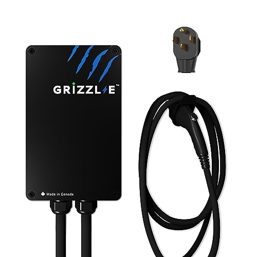 Grizzl-E Classic, Level 2 240V / 40A Electric Vehicle (EV) Charger, UL Certified, Metal Case Enclosure, Indoor/Outdoor Electric Car Fast Wall Charging Station, NEMA 14-50 Plug, Classic Black by Grizzl-E - Used condition - US$233.85