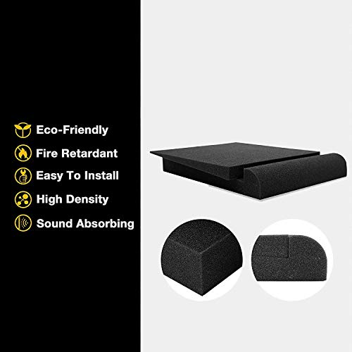 Sonic Acoustics Soundproofing High-Density Studio Isolation Pads, Acoustic Foam Panels, Acoustic Panels For 5 Inch Monitors, Pair Of Rubber Base That Prevents Vibrations, 1.8" X 8" X 12", Pack Of 2 #TOP5