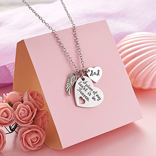 Memorial Necklace A Piece of My Heart is in Heaven Memorial Dad Mom Necklace Loss of Father Gift4