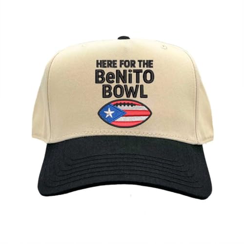 DSY Lifestyle Here for The Benito Bowl Embroidered Two-Tone Baseball Cap, 5-Panel Snapback Hat, Puerto Rico Concert Streetwear (US, Alpha, One Size, Natural Black)