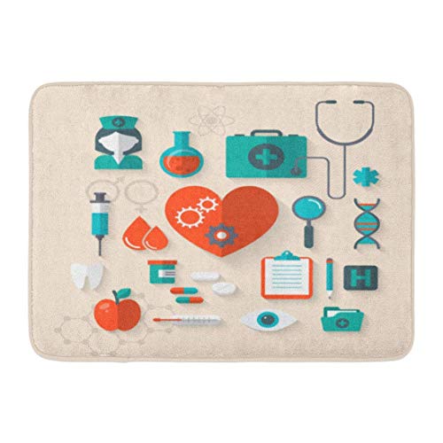 Kanaite Alfombra de baño Hospital Colorido Salud Diseño Plano Enfermera médica Moderna Farmacia Decoración de baño Alfombra