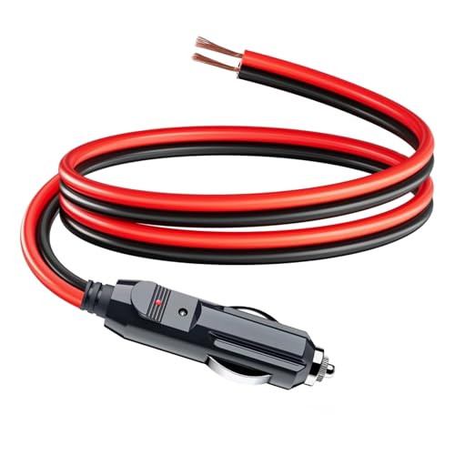 4M Câble de Prise Mâle pour Allume-Cigare 12 V, Rallonge Allume Cigare, Câble de Remplacement avec Fusible 20 A Intégré et Fil Étamé 16 AWG - Compatible...