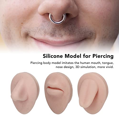 Modelo corporal de silicone para piercing, simulação elástica 3D, modelo de nariz, língua de boca, v
