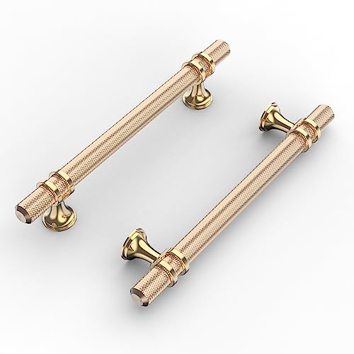 Tiradores dorados para gabinetes de cocina moleteados estilo sofisticado 2