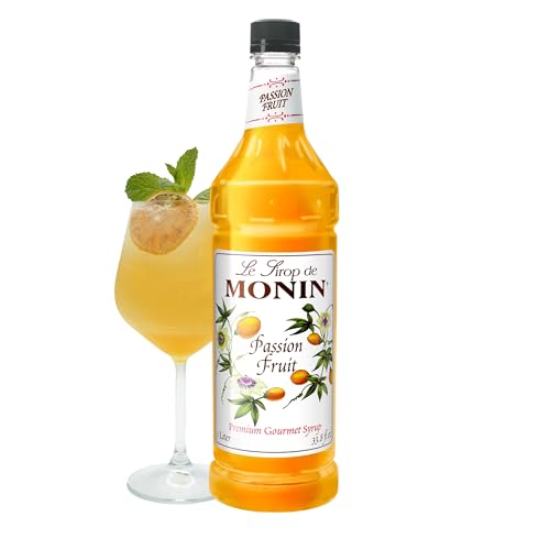 Monin - Passion Fruit Syrup, Sweet Tropical Flavors, Great For Teas, Sodas, & Cocktails, Natural Flavors, No Artificial Sweeteners Or Ingredients, Gluten-Free, Vegan, Non-Gmo, Clean Label (1 Liter)
