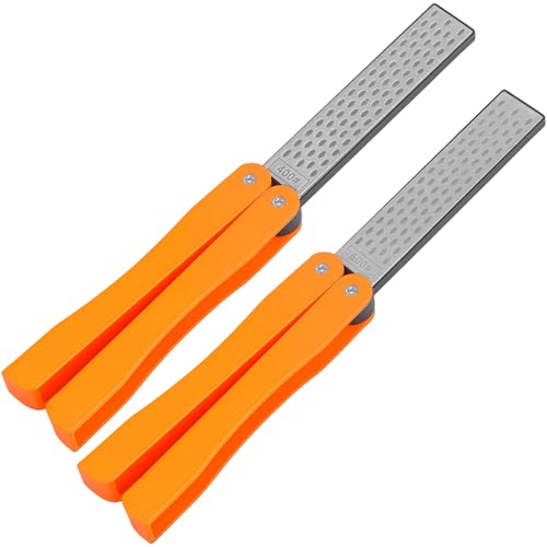 Foppla Sharpening Stone, Knife Sharpener,Diamond Whetstone,Double Sided Sharpening Stone for Outdoor Camping Kitchen(Orange)