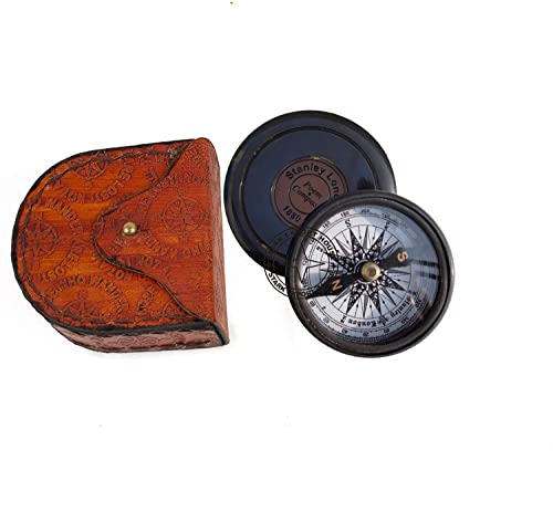 Brújula redonda de latón con reloj de sol 2 pulgadas miniatura 4