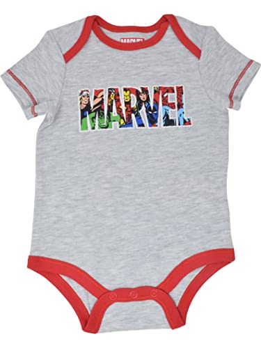 Marvel Avengers Spider-Man Iron Man Hulk Captain America Baby 5 Pack Bodysuits Newborn to Infant3