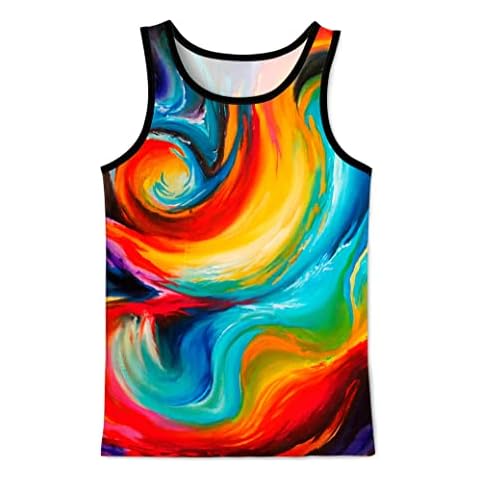 Asylvain Colorful Tank Tops for Men Women 3D Colorful Paint Casual Cretive Gym Sport Sleeveless Shirts, X-Large Cover