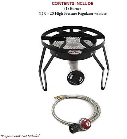 Amazon.com: GasOne 200, 000 BTU - Cocina de gas de una sola hornilla para  exteriores, fogón de propano con regulador ajustable de 0 a 20 psi y  manguera perfecta para cocinar en